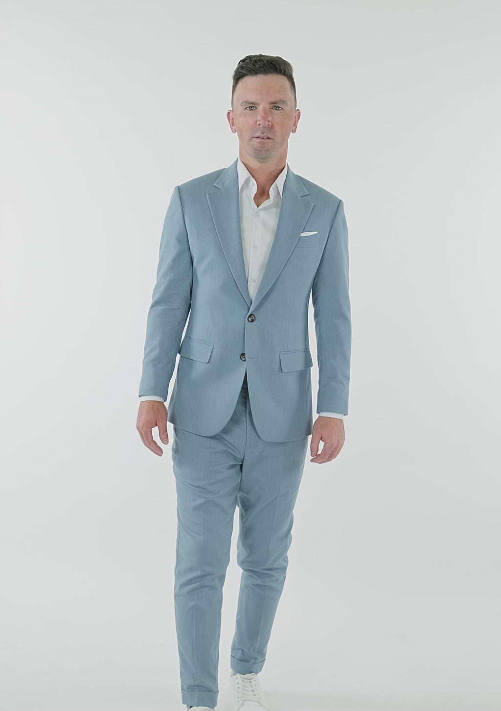 Mid Blue Linen Blend Astor Suit