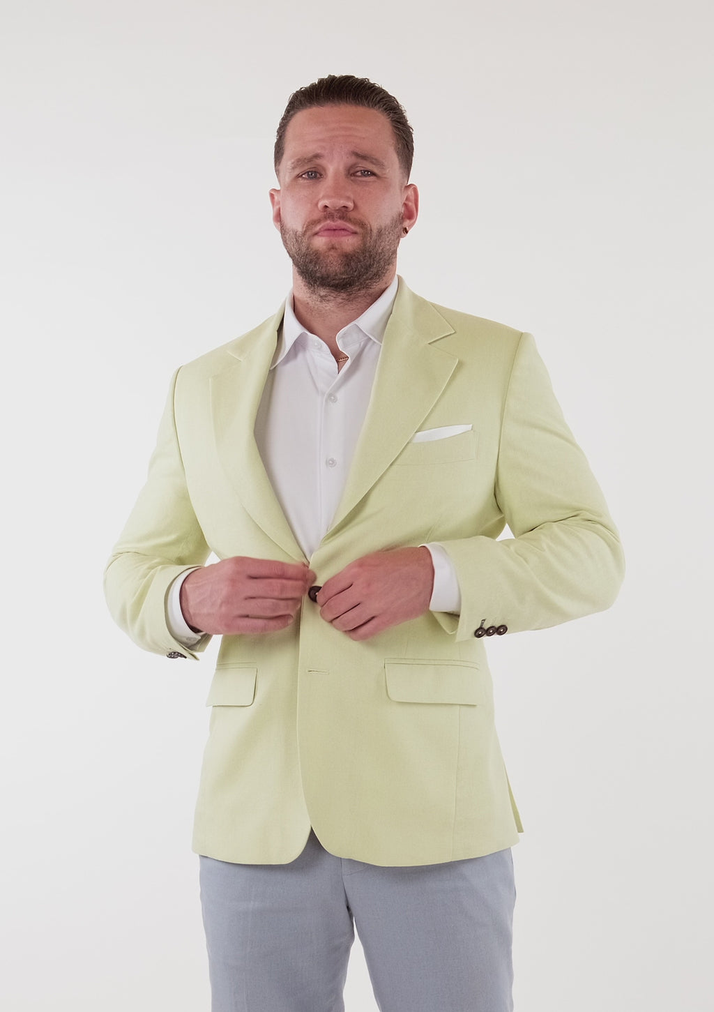 Ellis Olive Cream Linen Blend Jacket