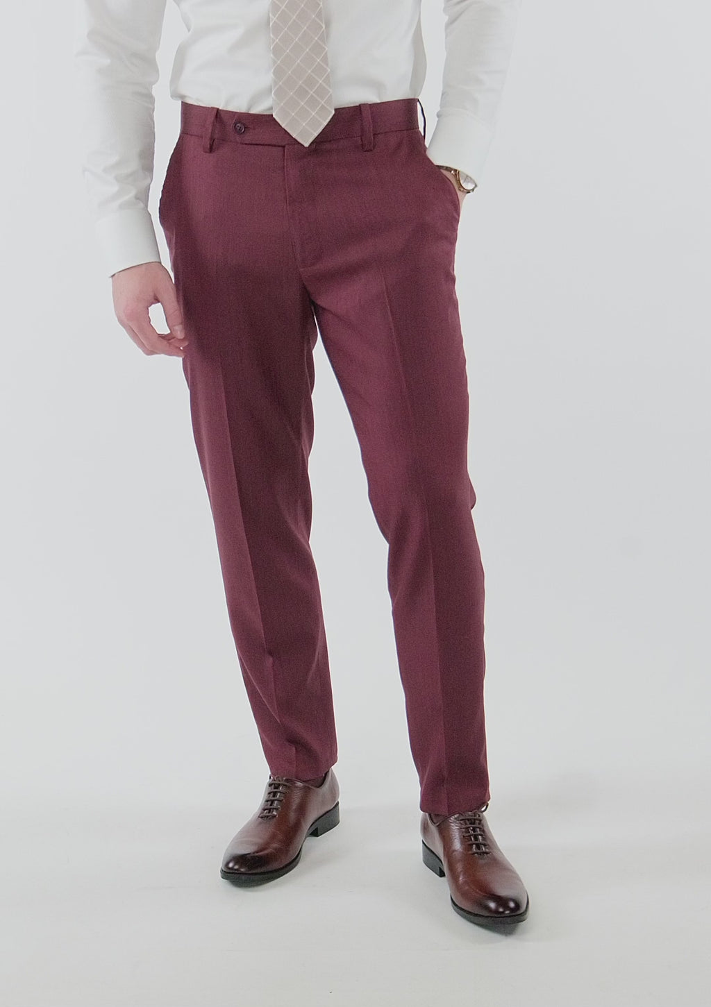Burgundy Herringbone Pants
