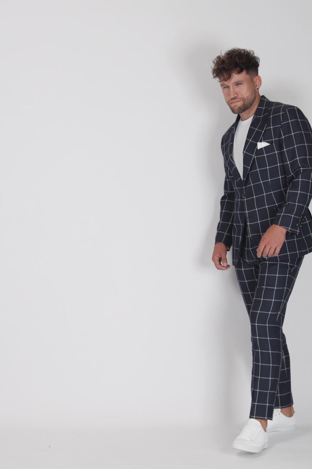 Ellis Regal Navy Windowpane Suit