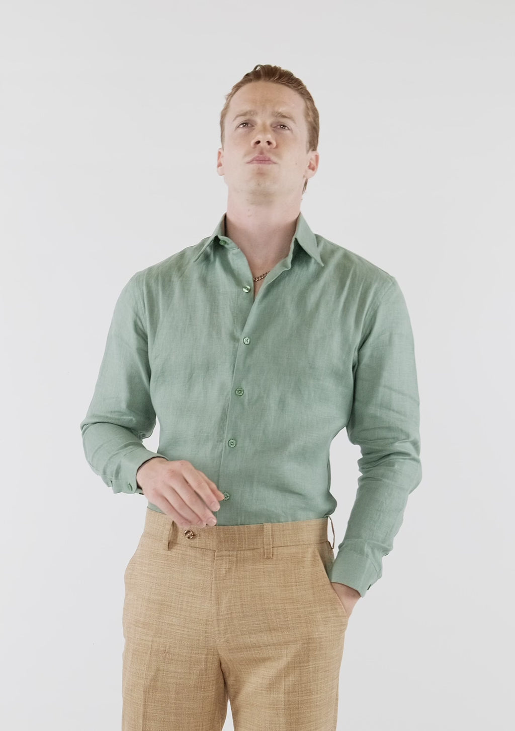 Jade Green Linen Shirt