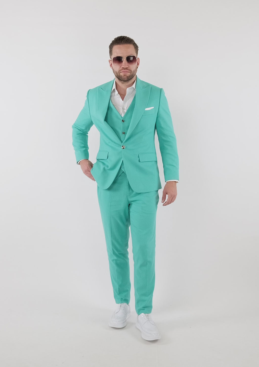Liberty Atlantis Green Linen Blend Suit