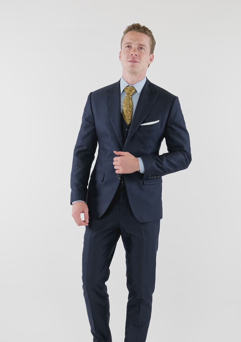 Broadway Navy Microcheck Suit