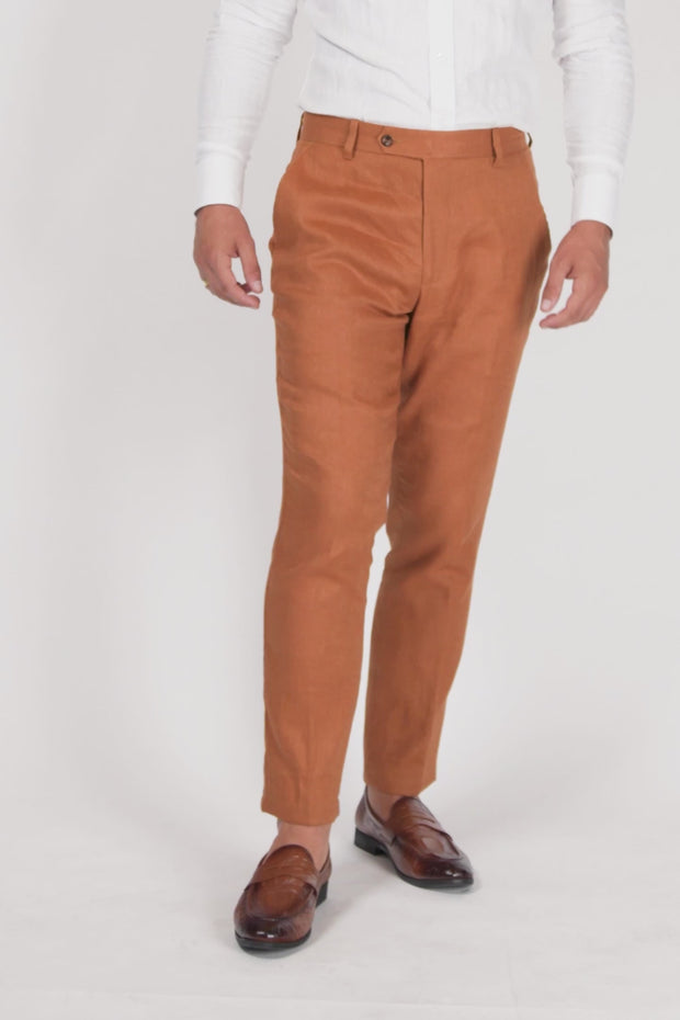 Burnt Orange Linen Pants | SARTORO