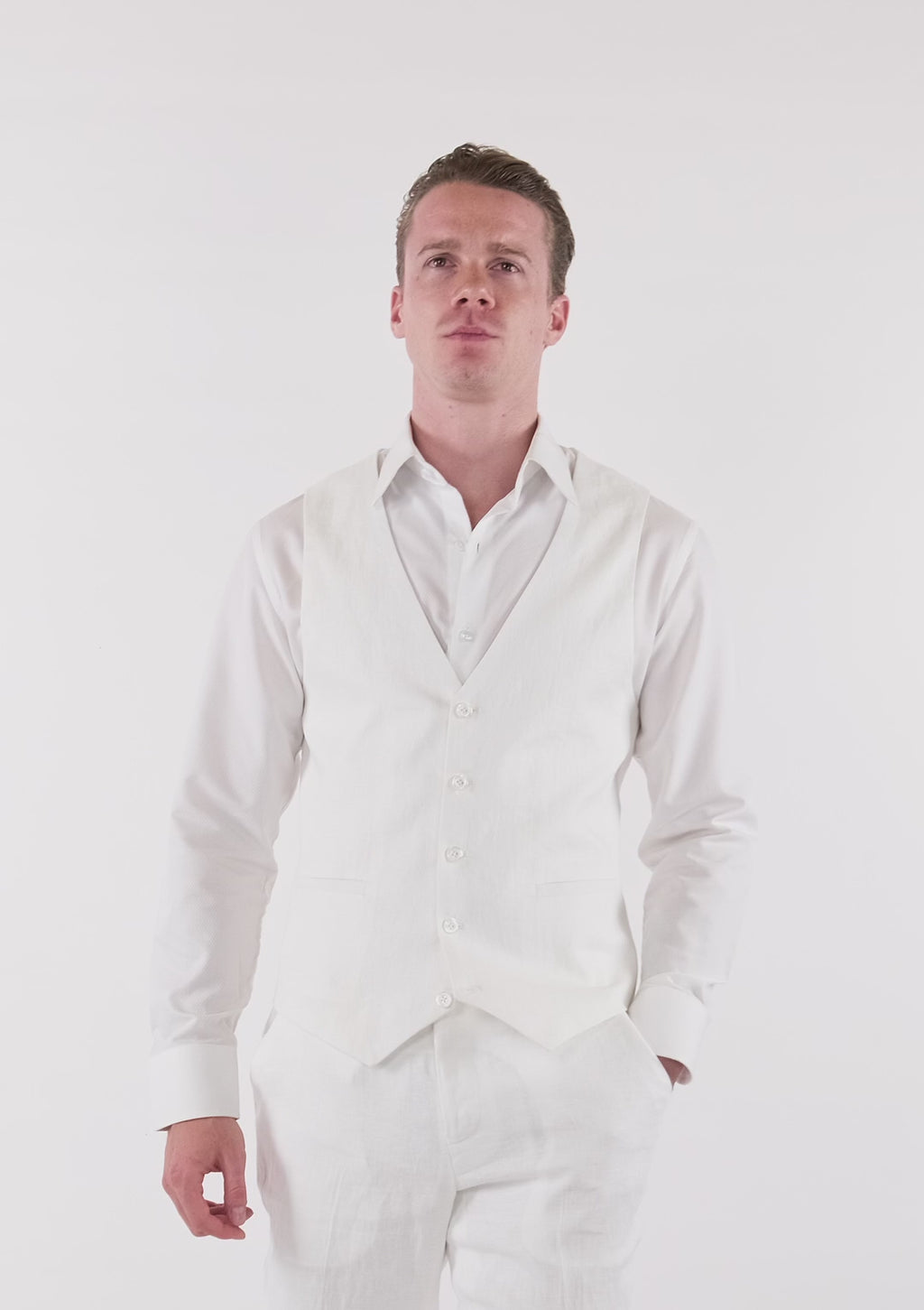 White Linen Vest