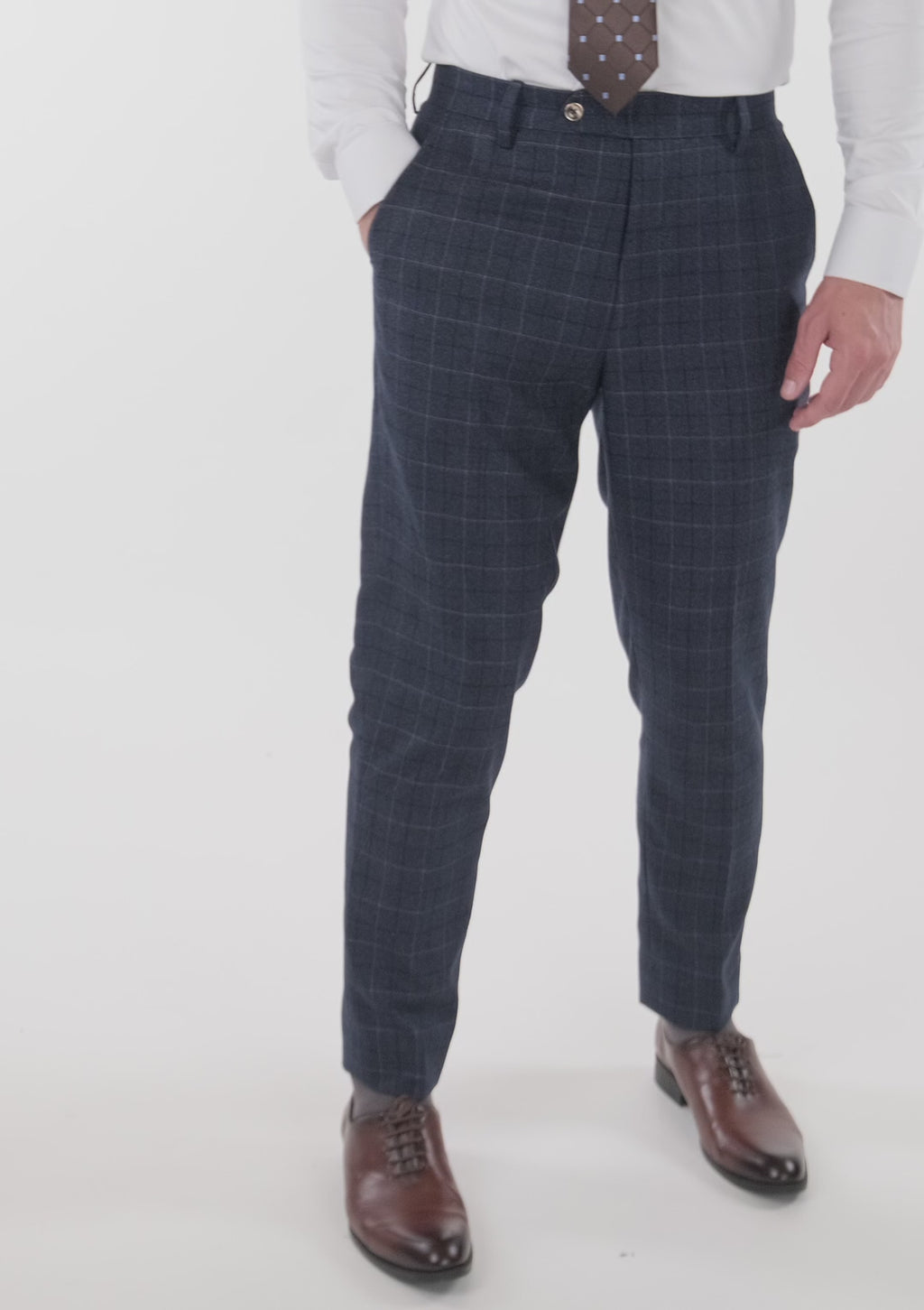 Charcoal Blue Check Flannel Pants
