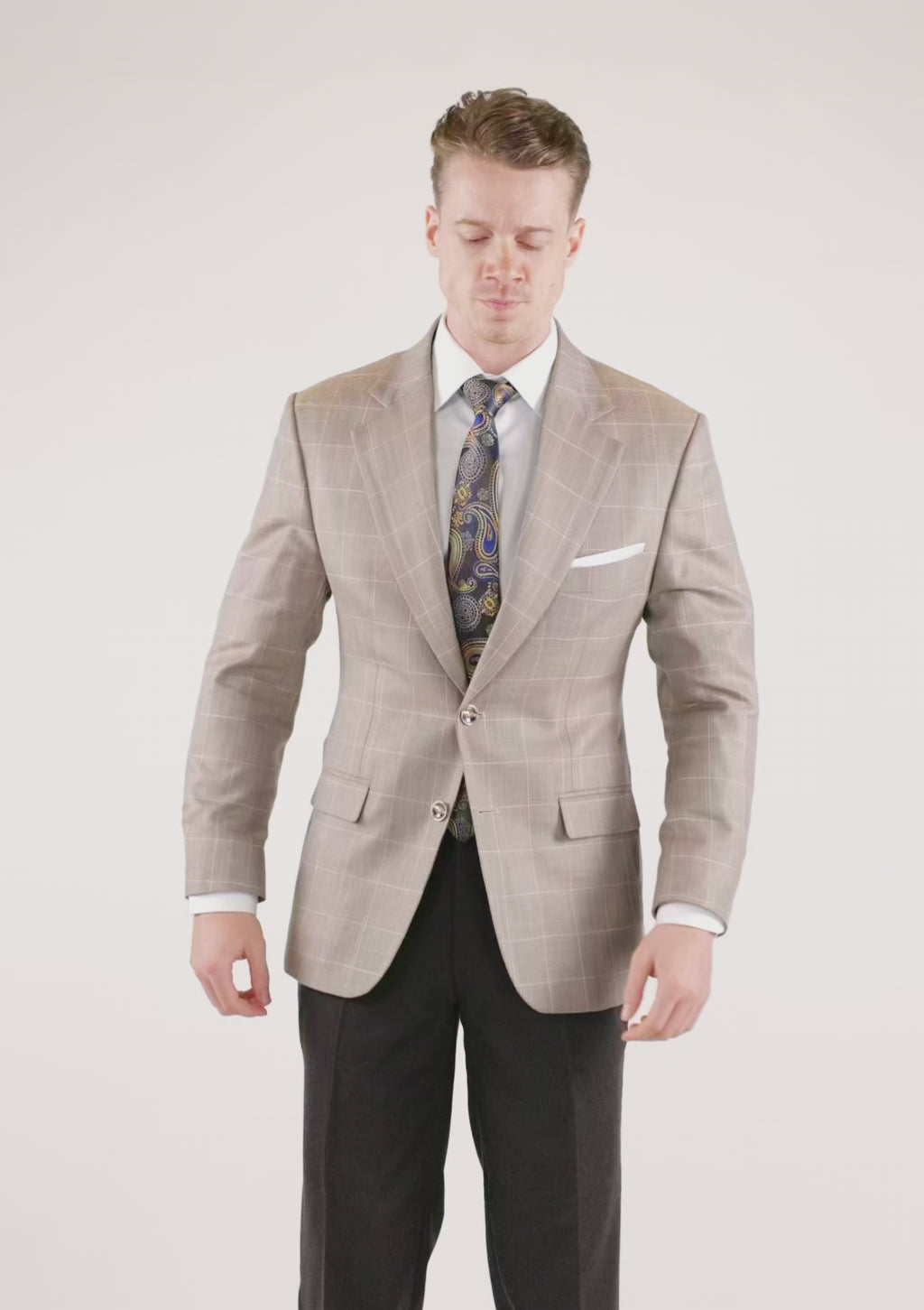 Beige Windowpane Bamboo Jacket