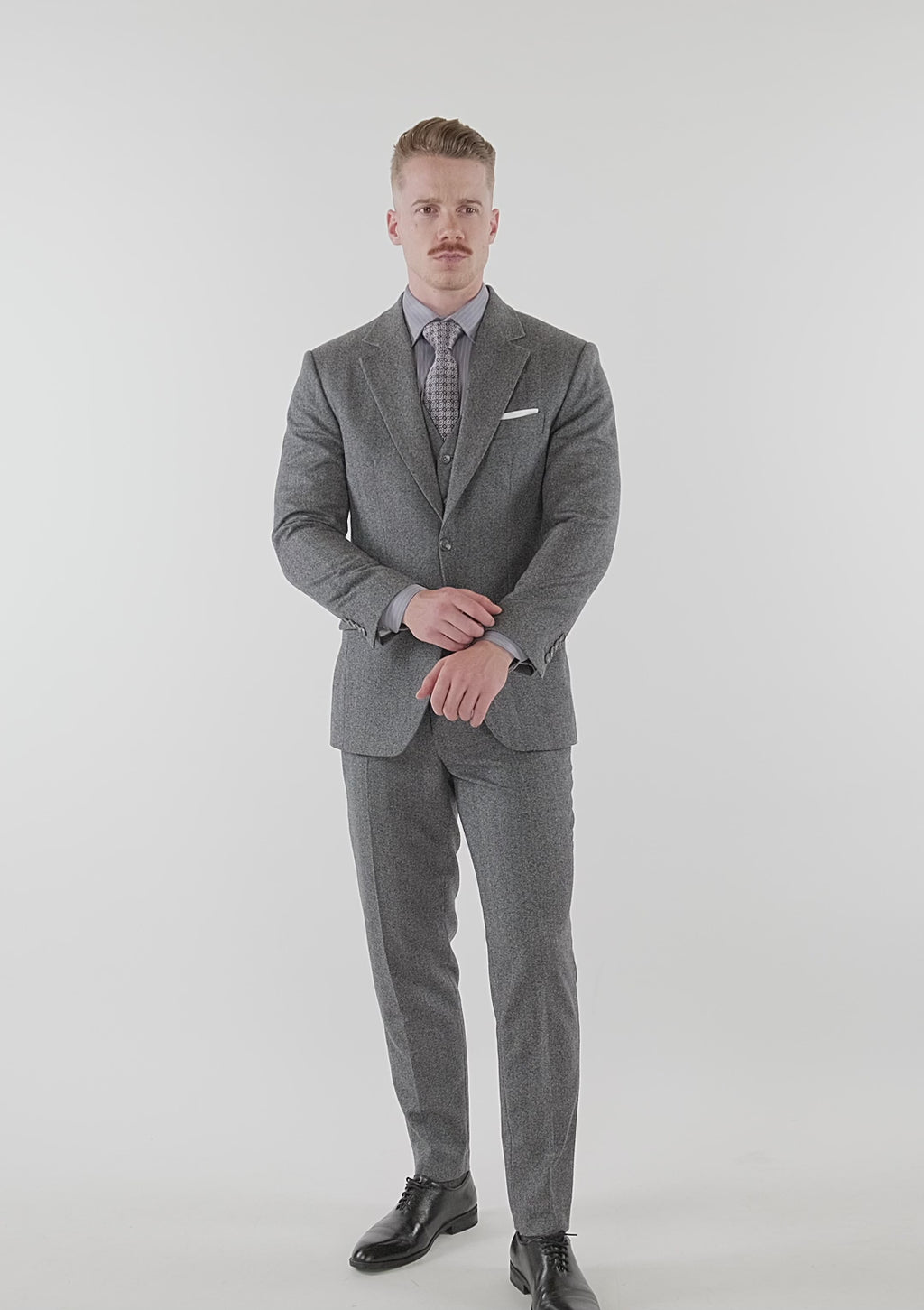 Mid Grey Herringbone Flannel Suit