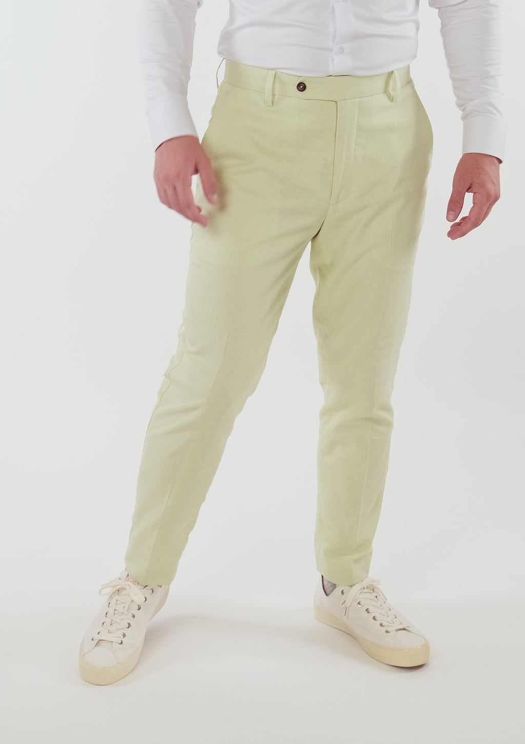 Olive Cream Linen Blend Pants