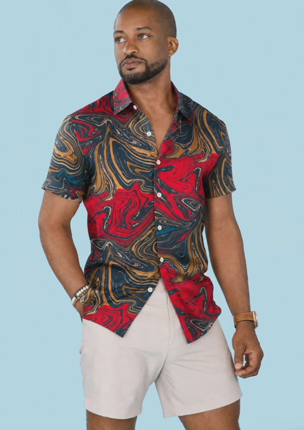 Crimson Swirl Silk Shirt