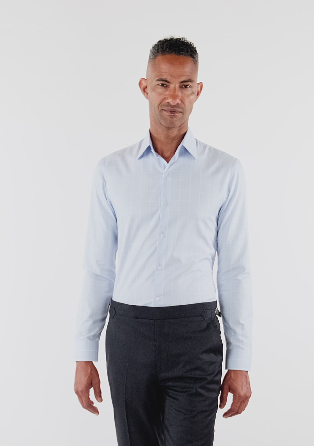 Ice Blue Glen Check Shirt