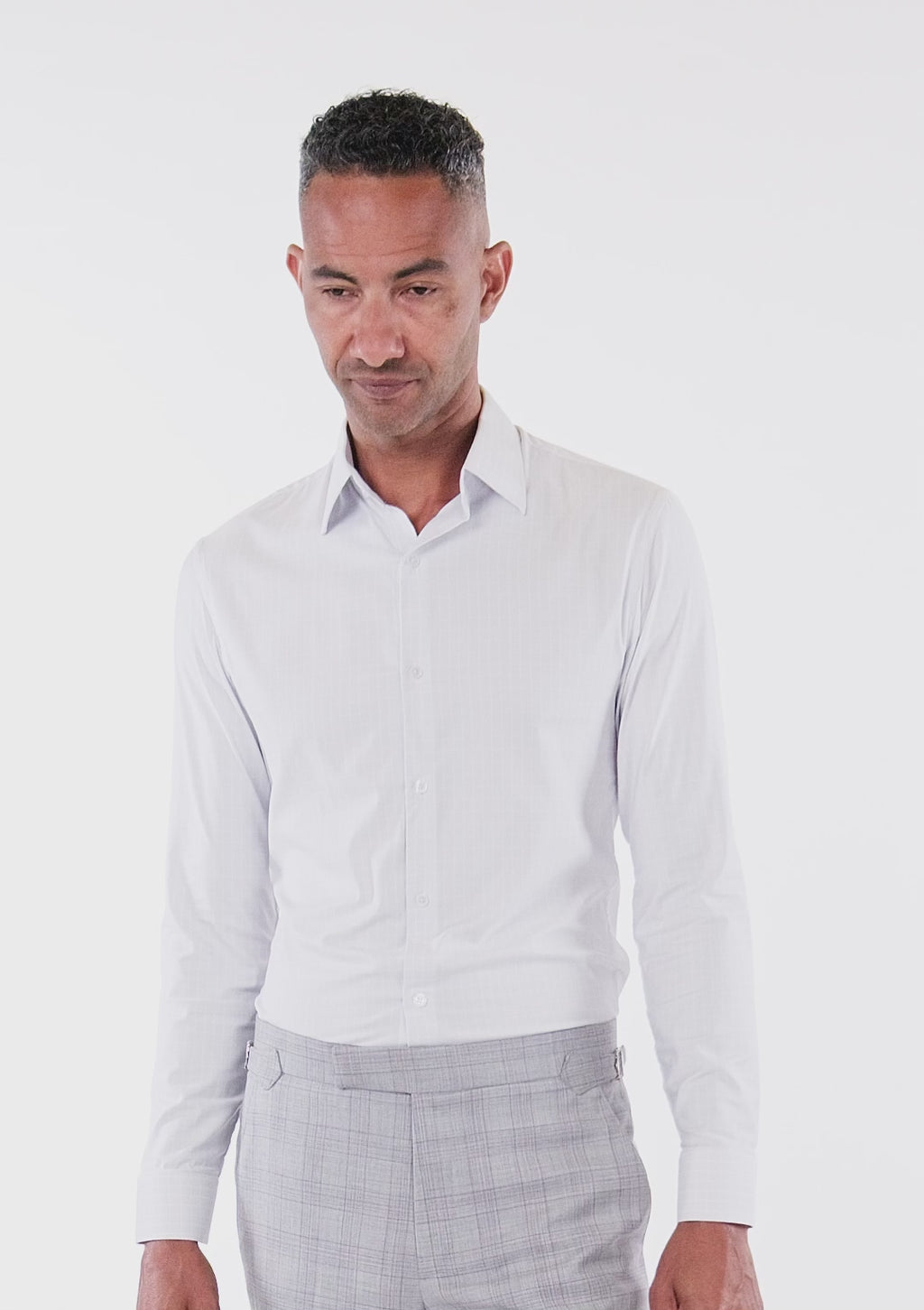 Pale Grey Grid Shirt