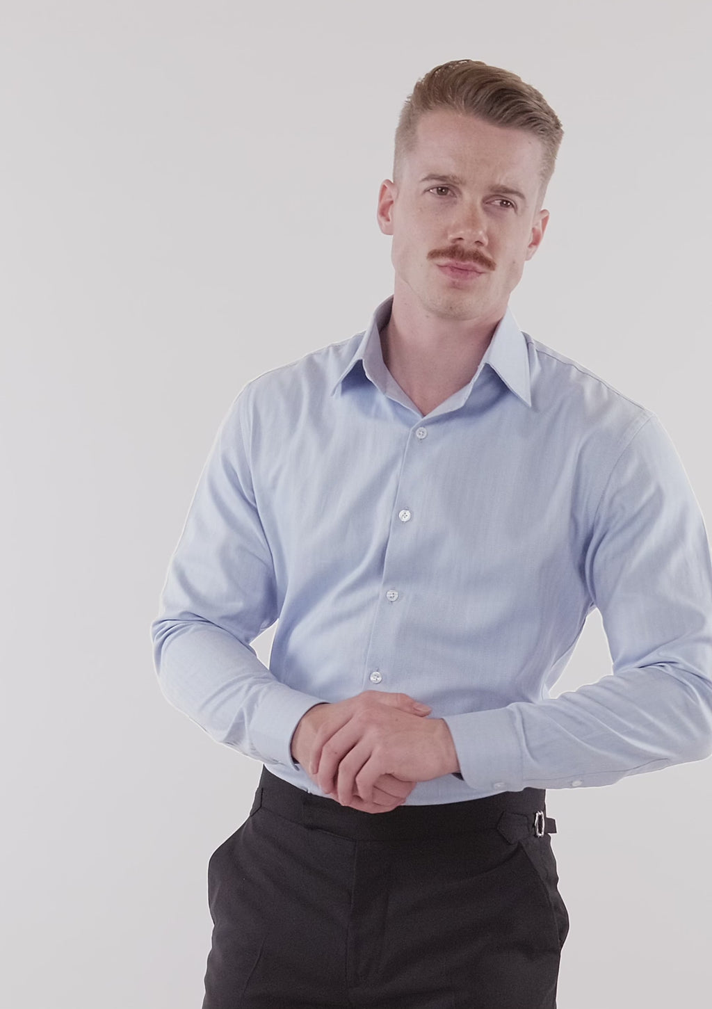 Ice Blue Herringbone Shirt