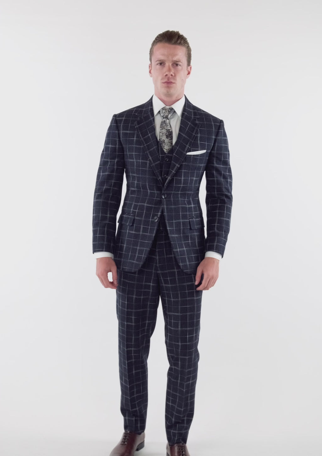 Thompson Navy Flannel Windowpane Suit