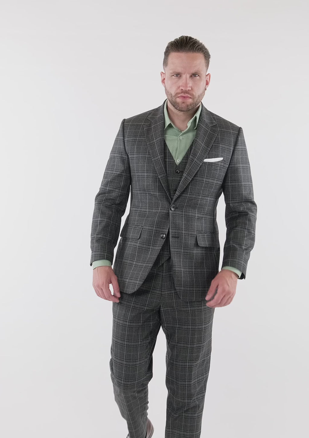 Astor Grey Two-Tone Plaid Suit