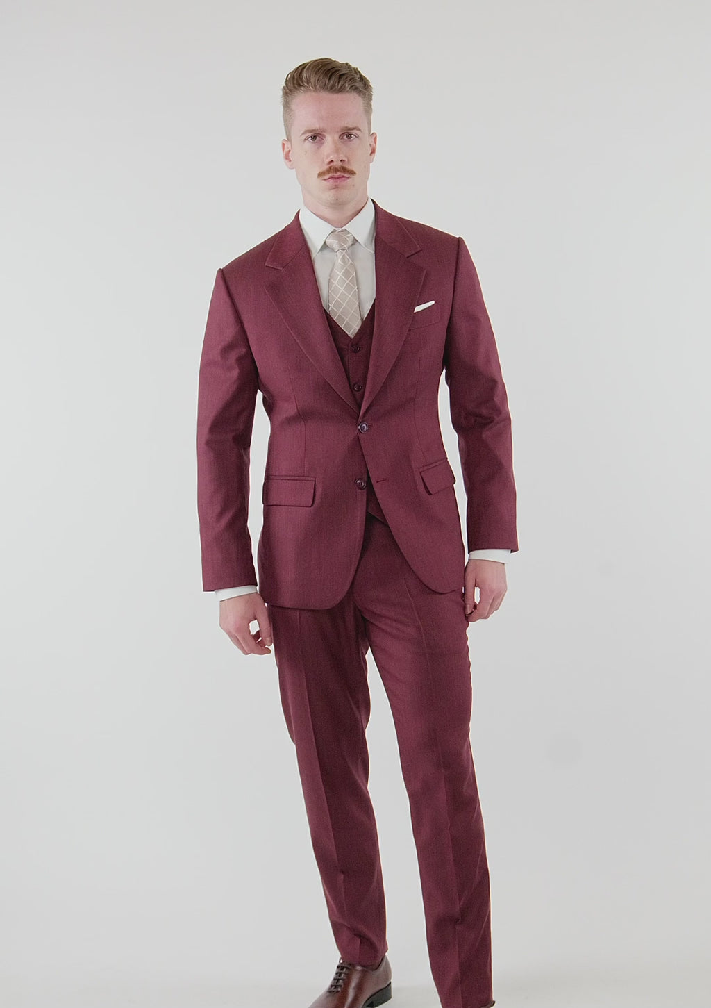 Burgundy Herringbone Ellis Suit