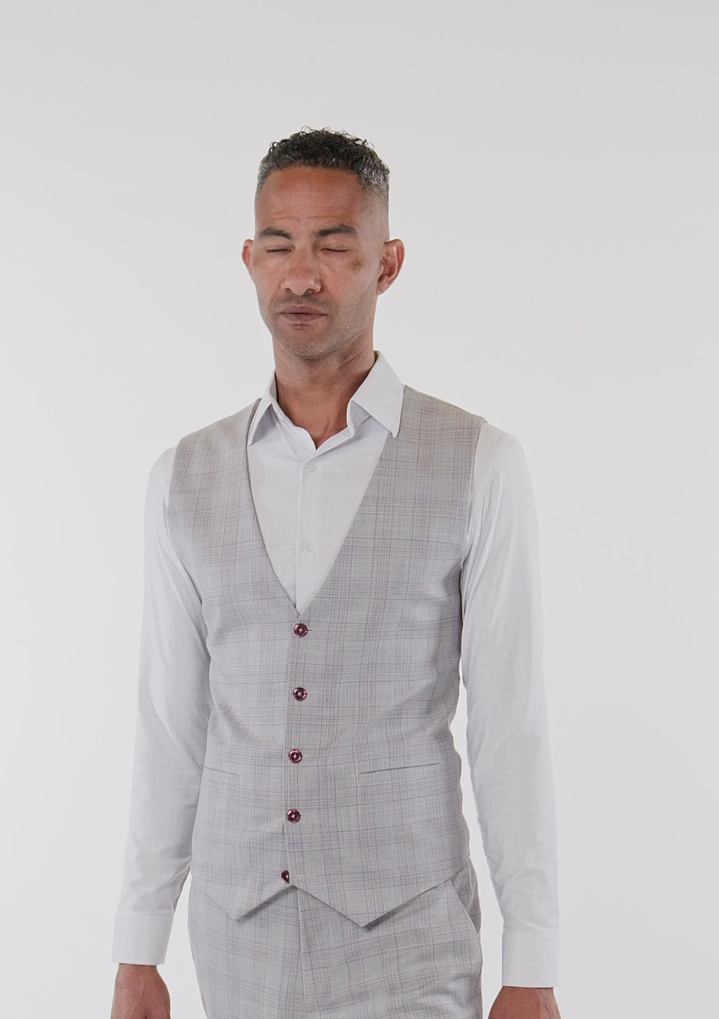 French Gray Checked Vest