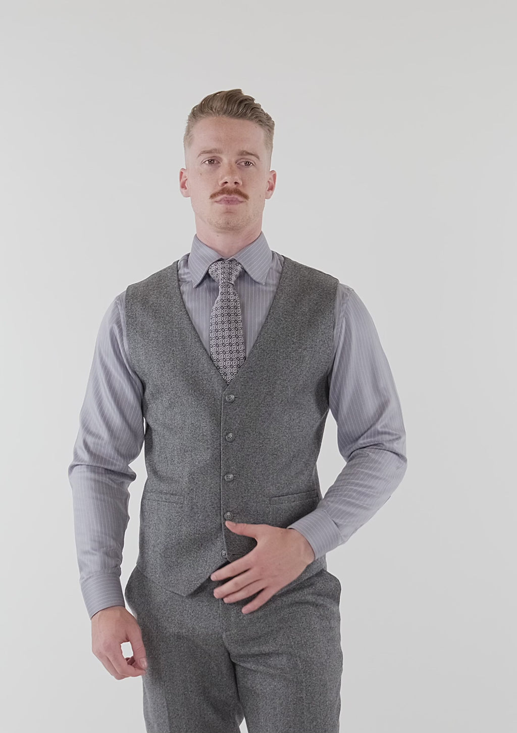 Mid Grey Herringbone Flannel Vest