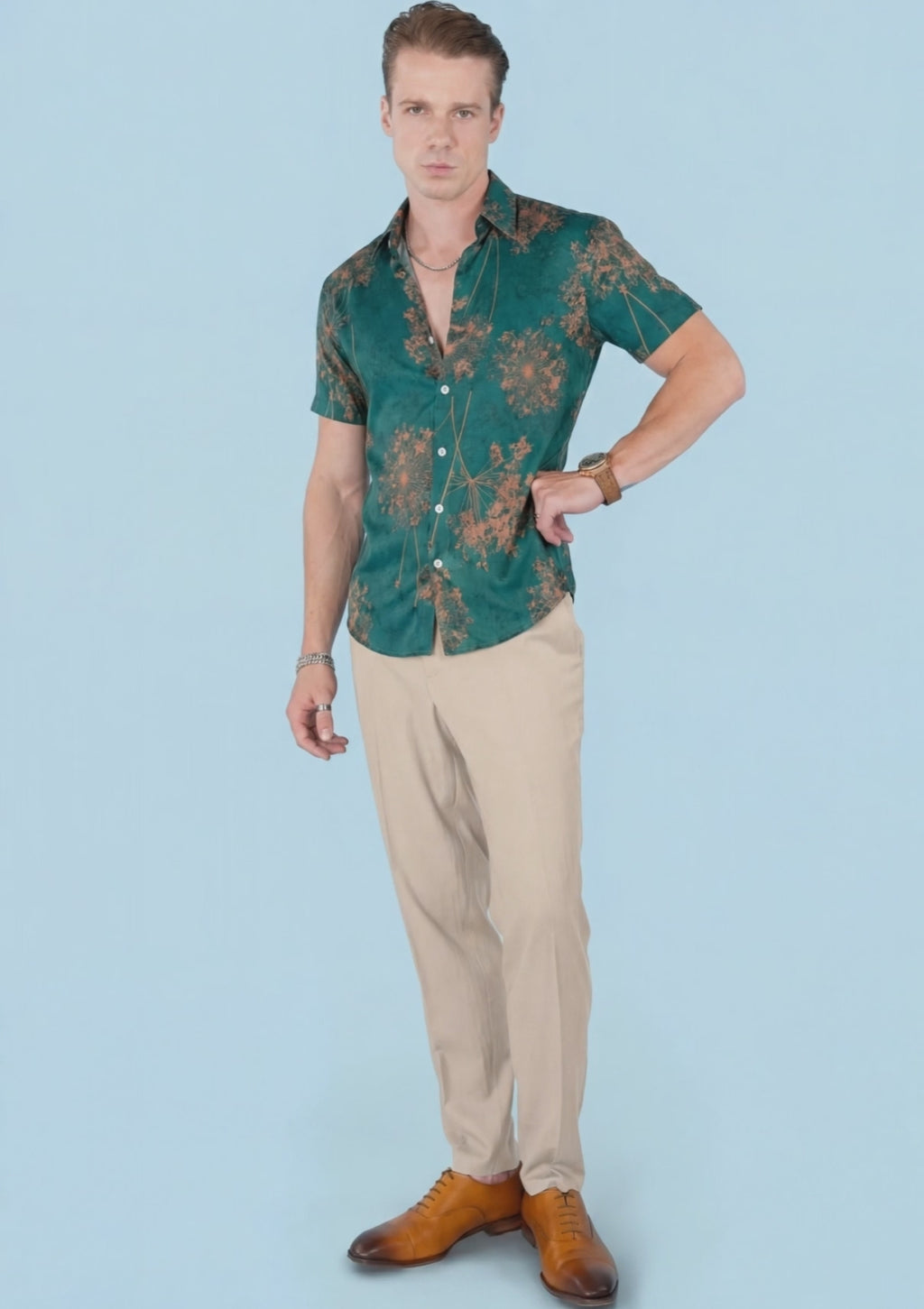 Emerald Lace Silk Shirt