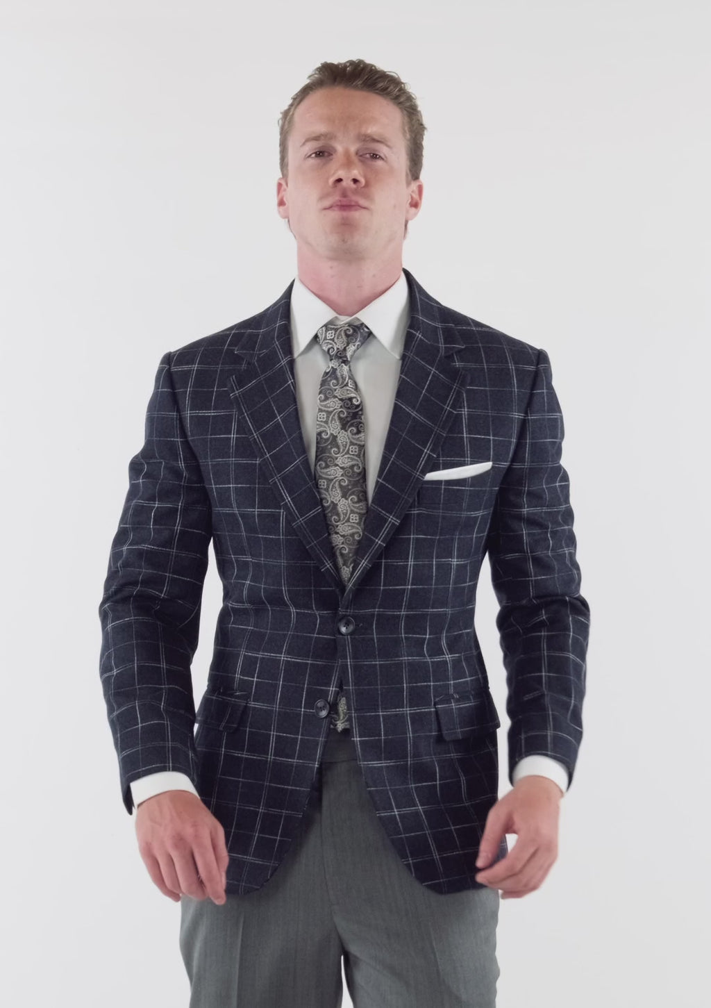 Thompson Navy Flannel Windowpane Jacket