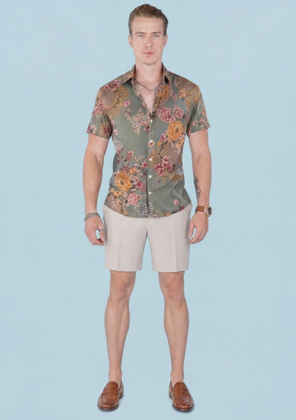 Sage Bouquet Silk Shirt