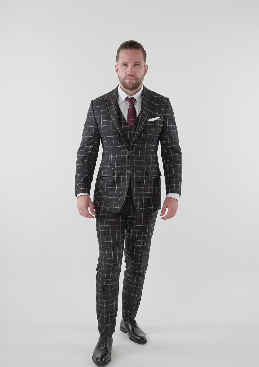 Astor Charcoal Flannel Windowpane Suit