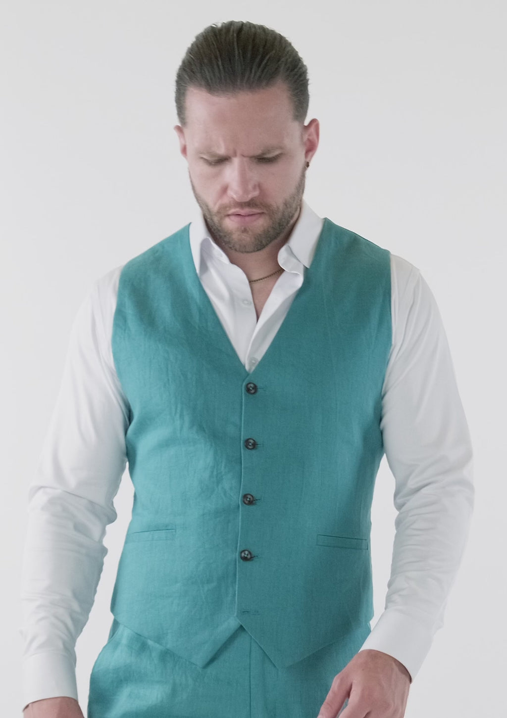 Turkish Blue Linen Vest