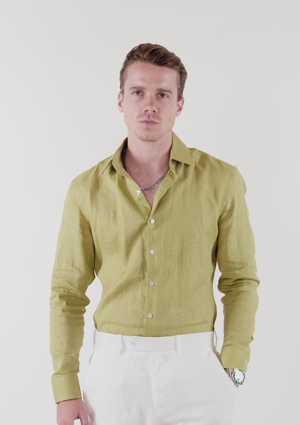 Ligyht Olive Linen Shirt