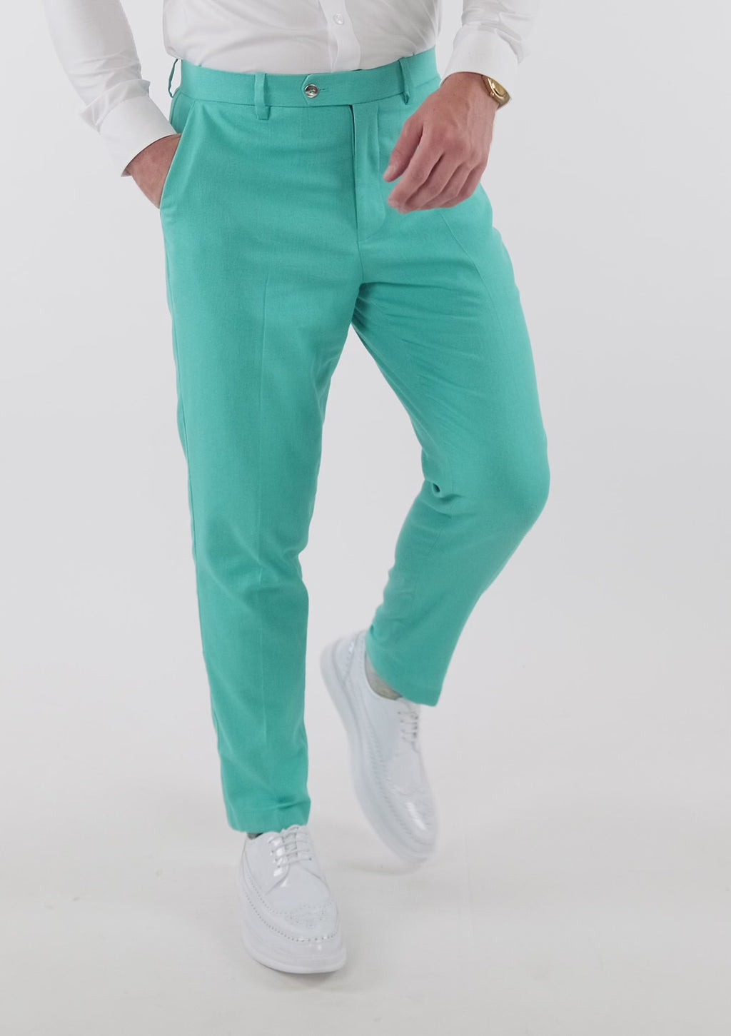 Atlantis Green Linen Blend Pants