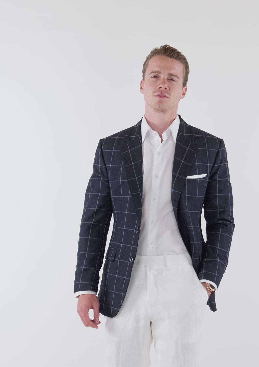 Prince Deep Navy Windowpane Jacket