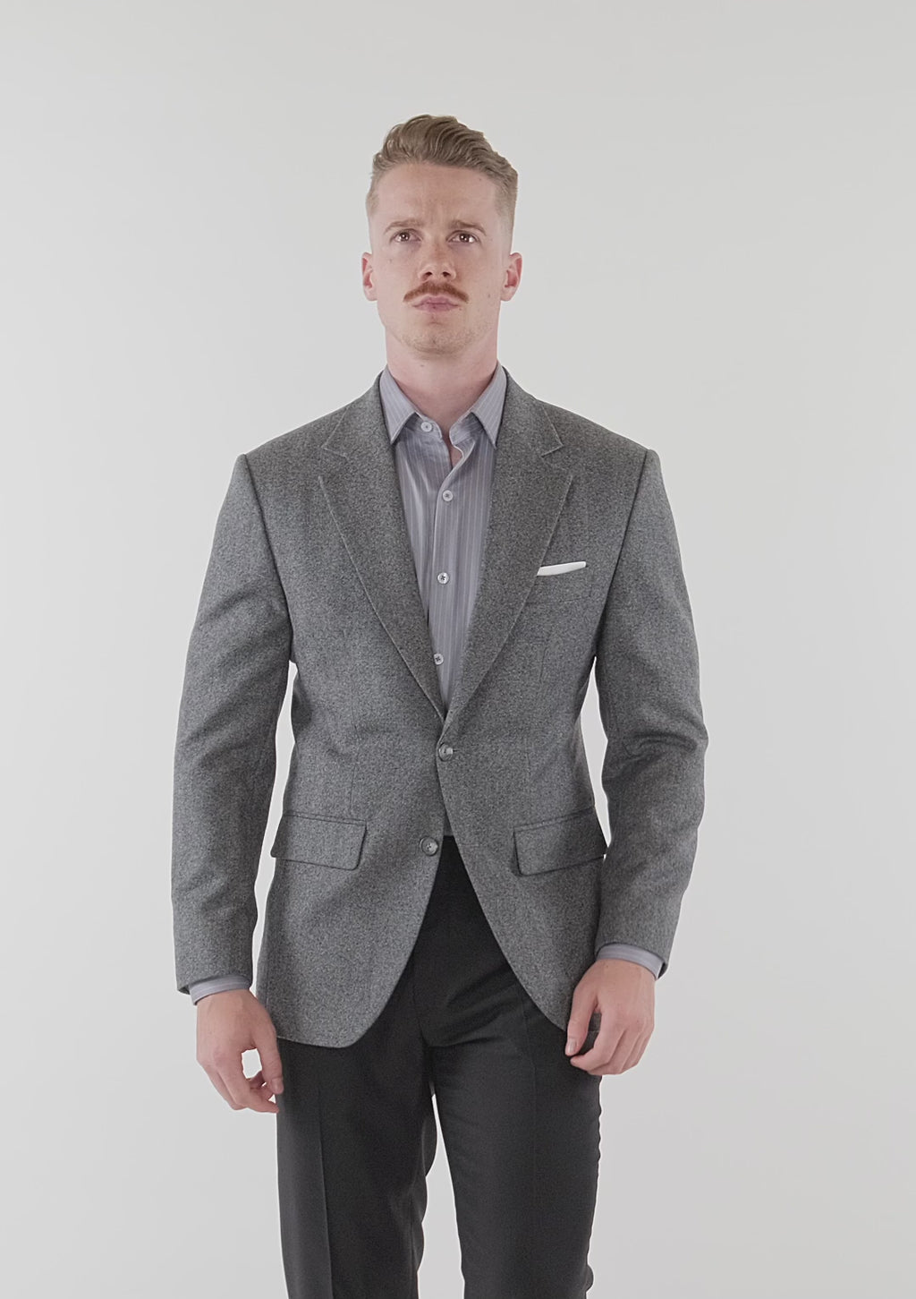 Mid Grey Herringbone Flannel Jacket