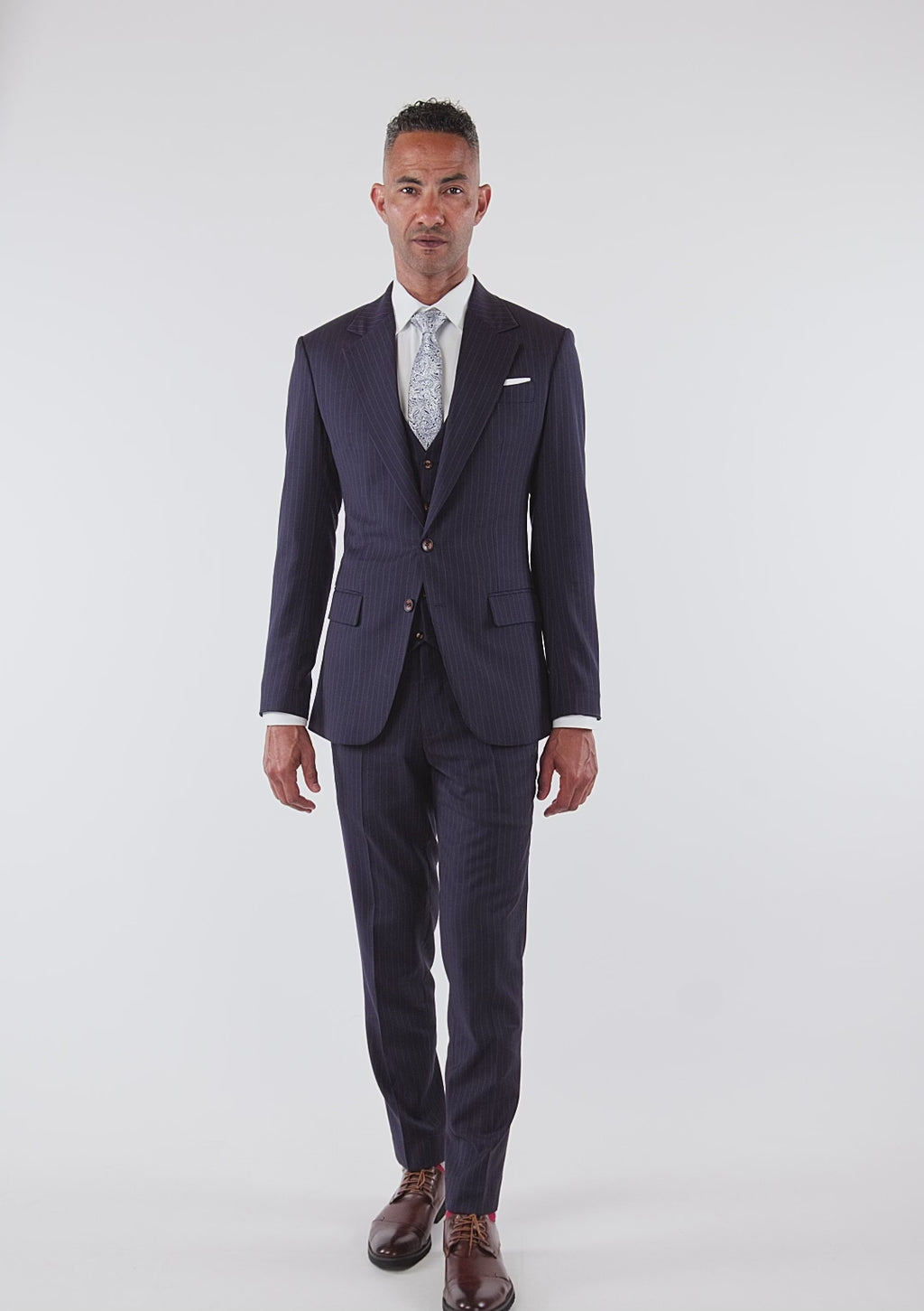 Midnight Blue Pinstripe Ellis Suit