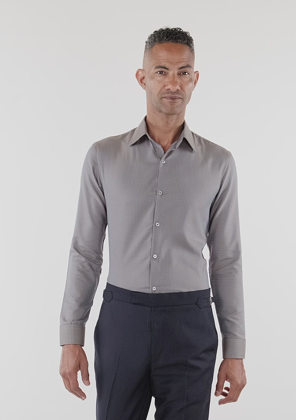 Clay Grey Dobby Dot Shirt