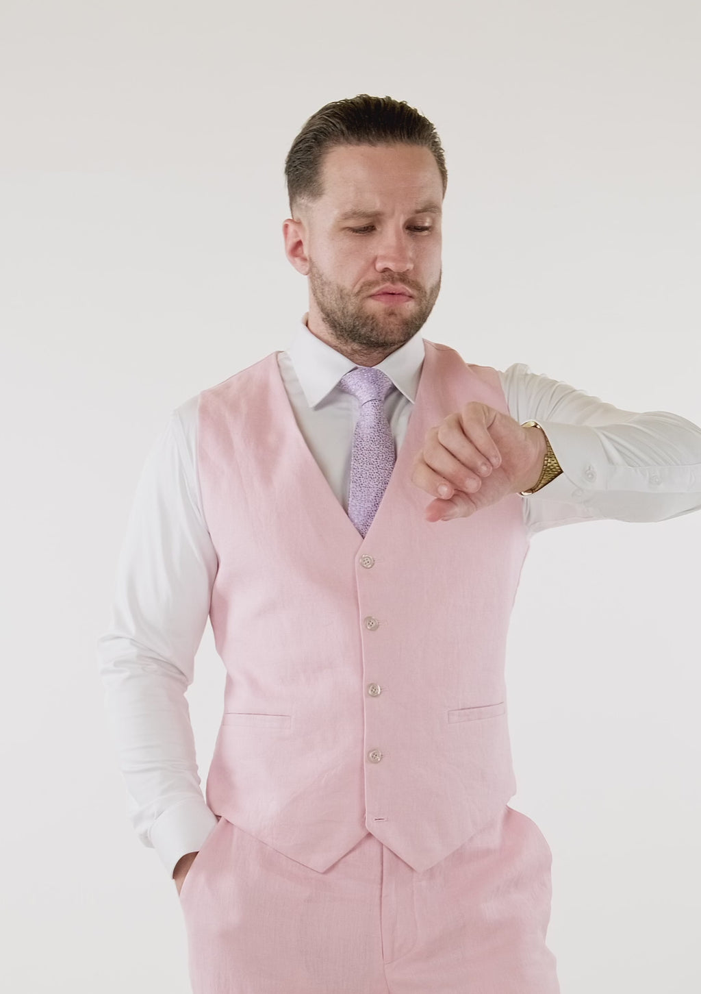 Amaranth Pink Linen Vest