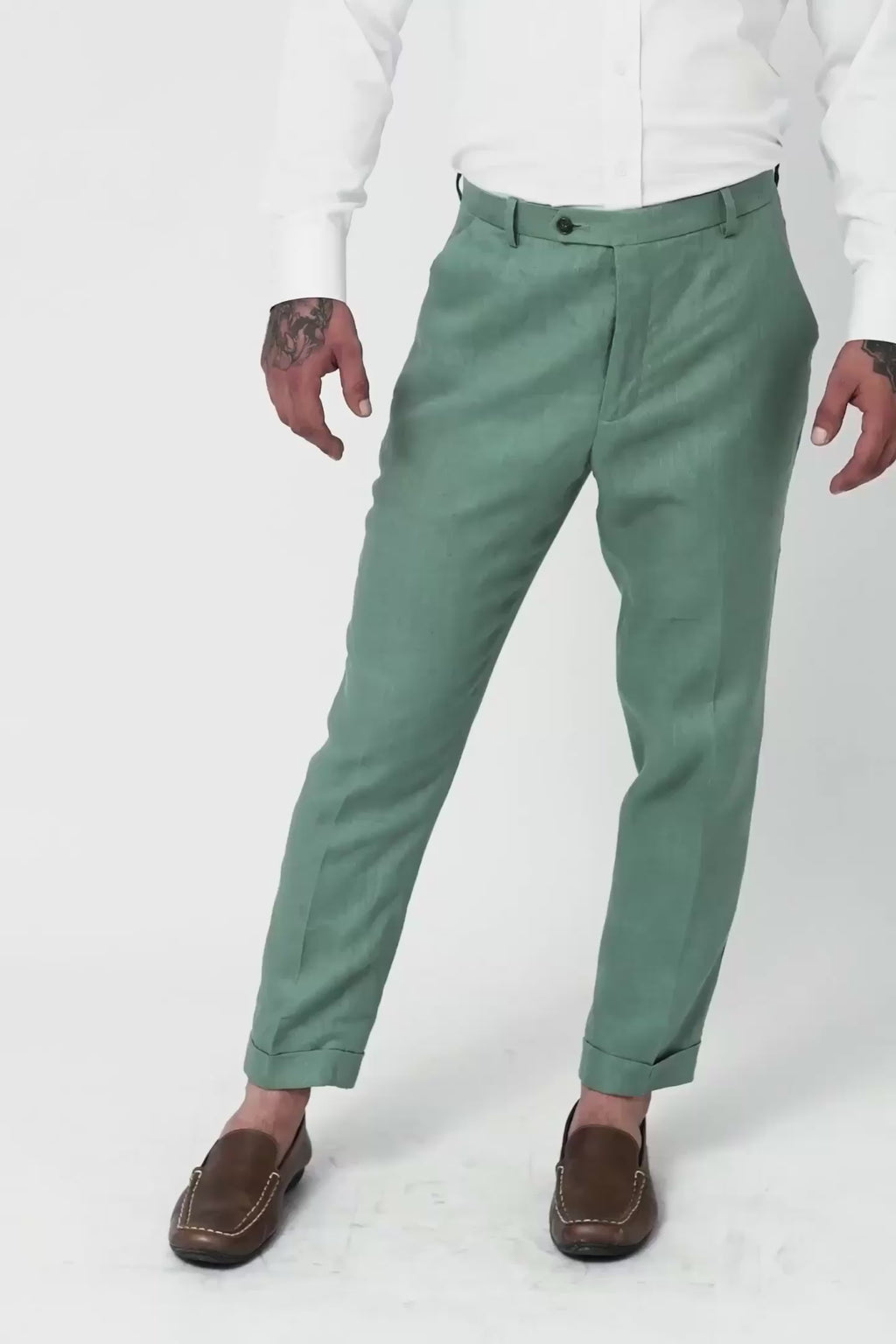 Jade Green Linen Pants