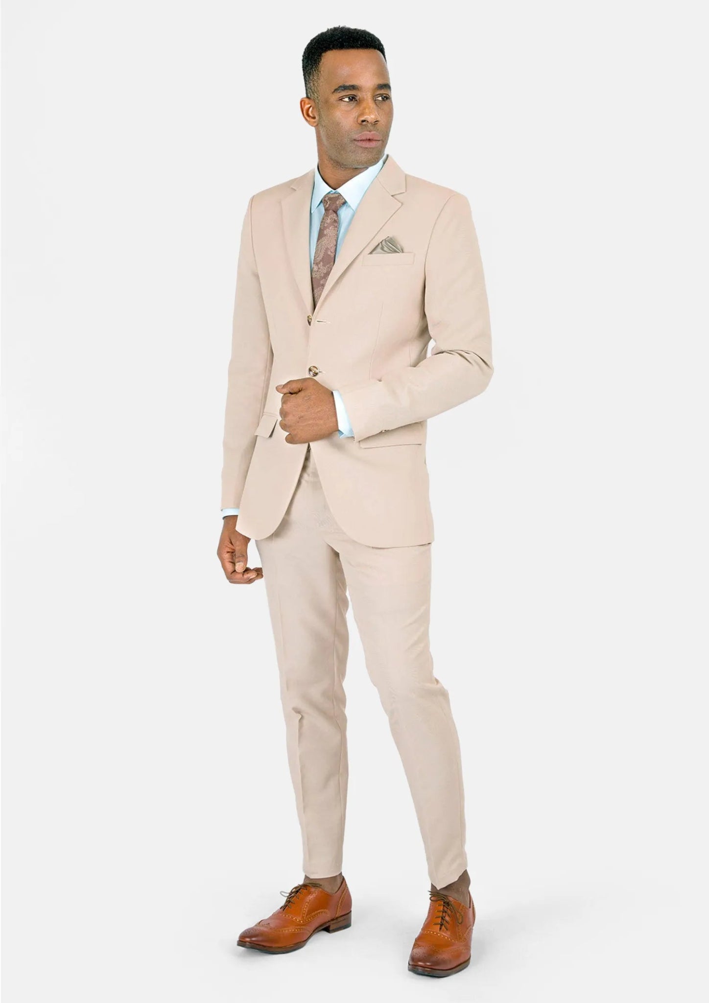 Prince Champagne Cotton Suit - SARTORO
