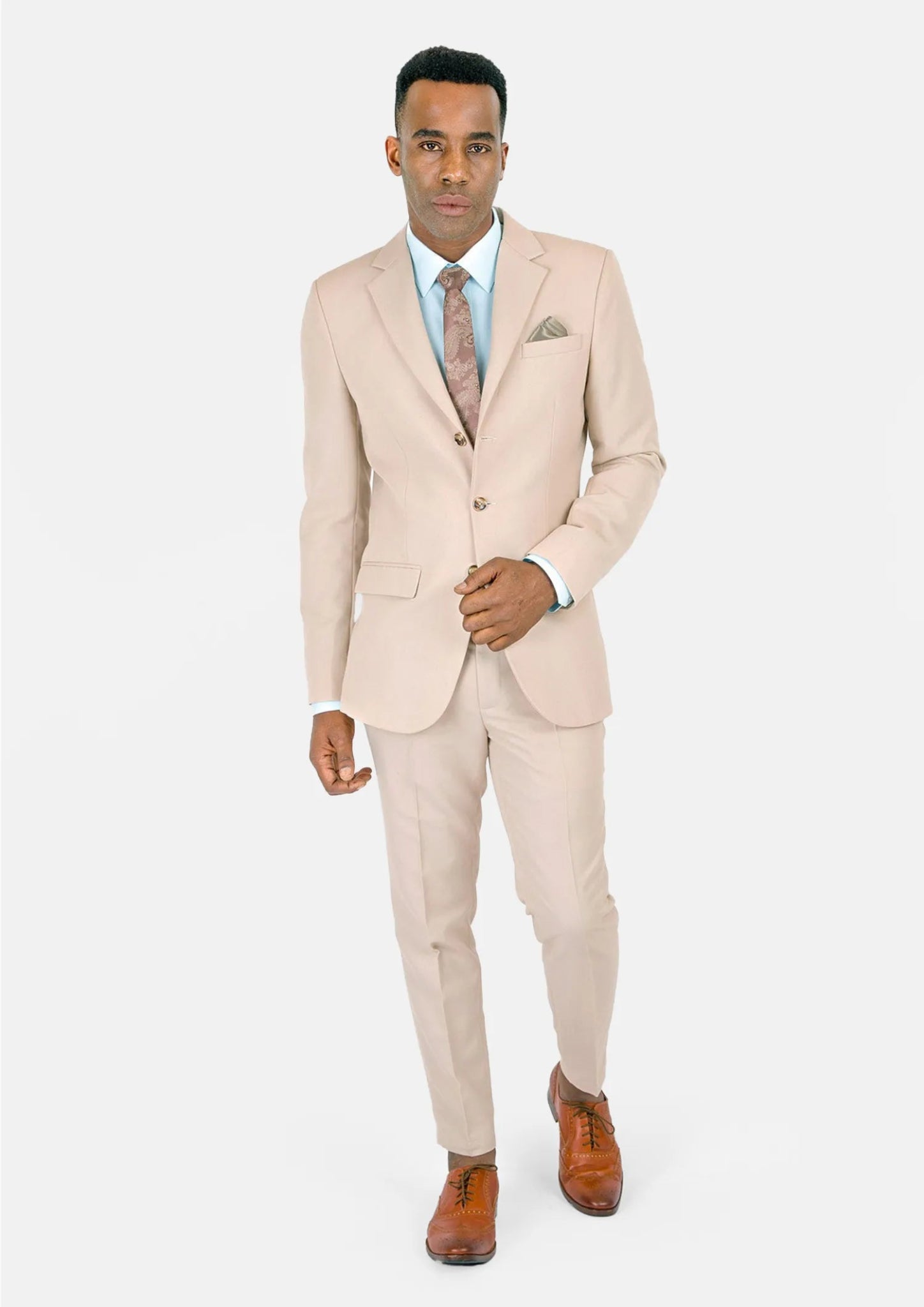Prince Champagne Cotton Suit - SARTORO