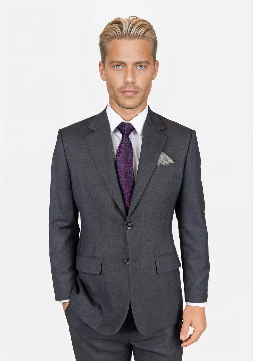 Charcoal Prince of Wales Suit717