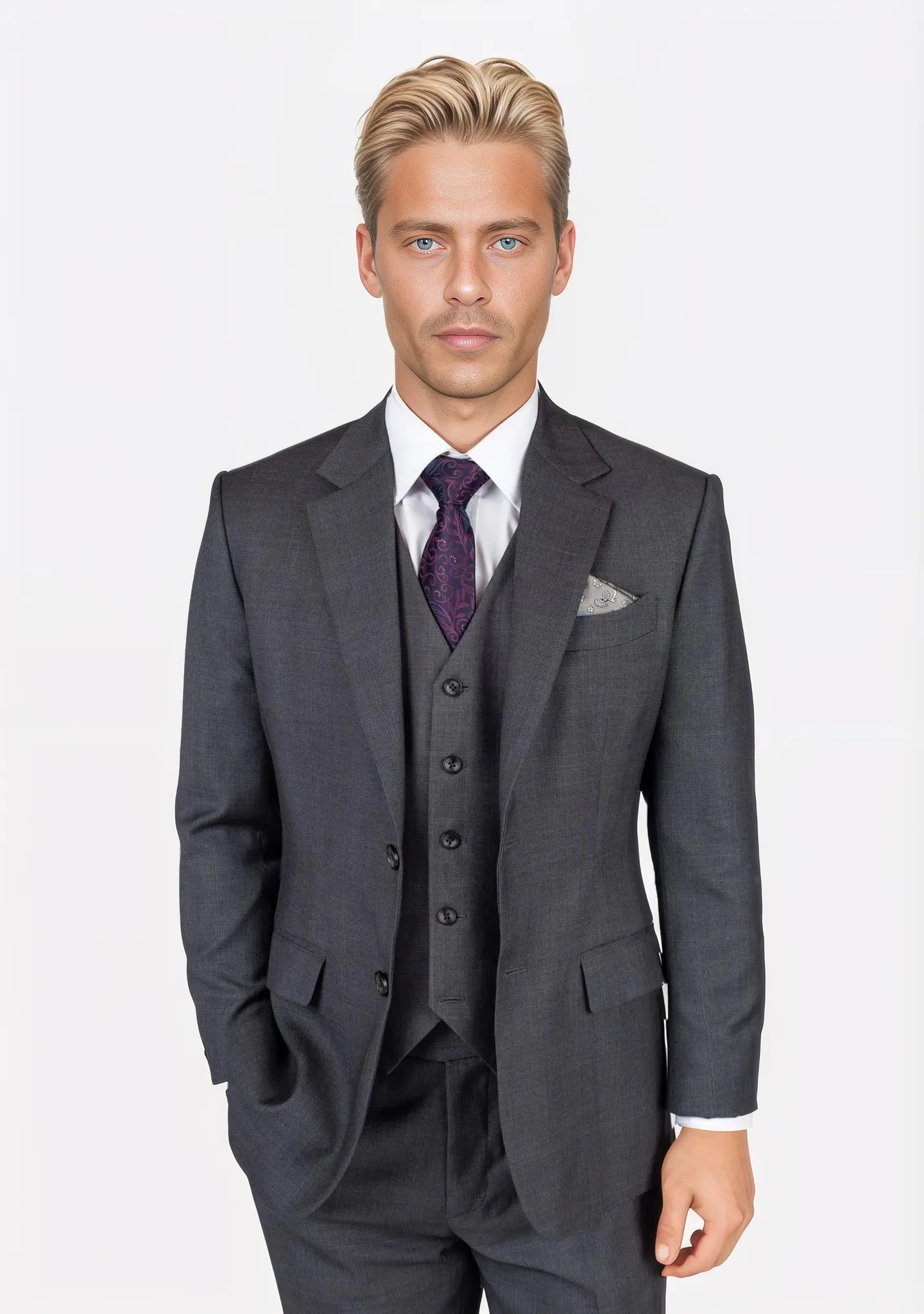 Prince Charcoal Prince of Wales Suit - SARTORO