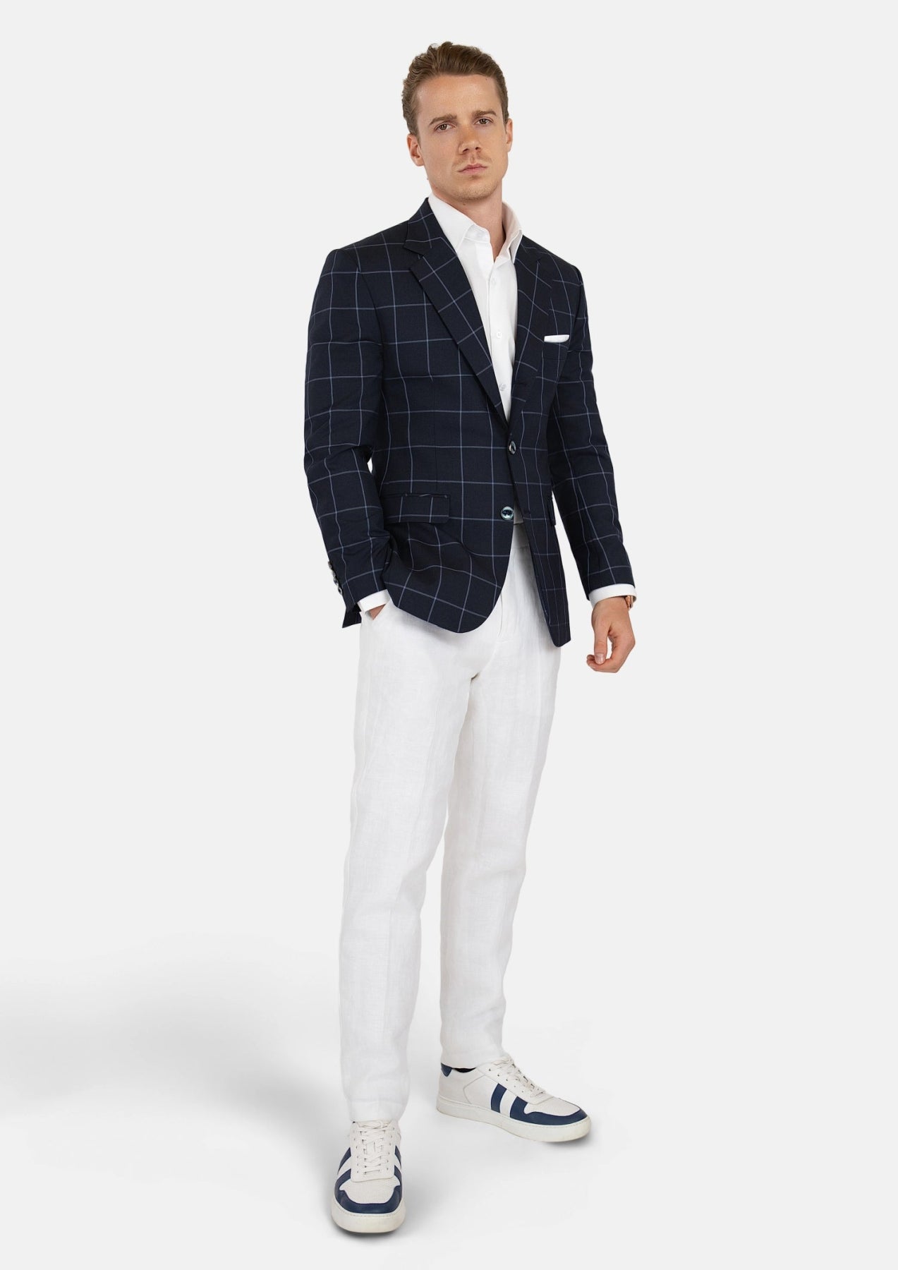 Prince Deep Navy Windowpane Jacket - SARTORO