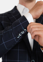 Prince Deep Navy Windowpane Jacket - SARTORO640