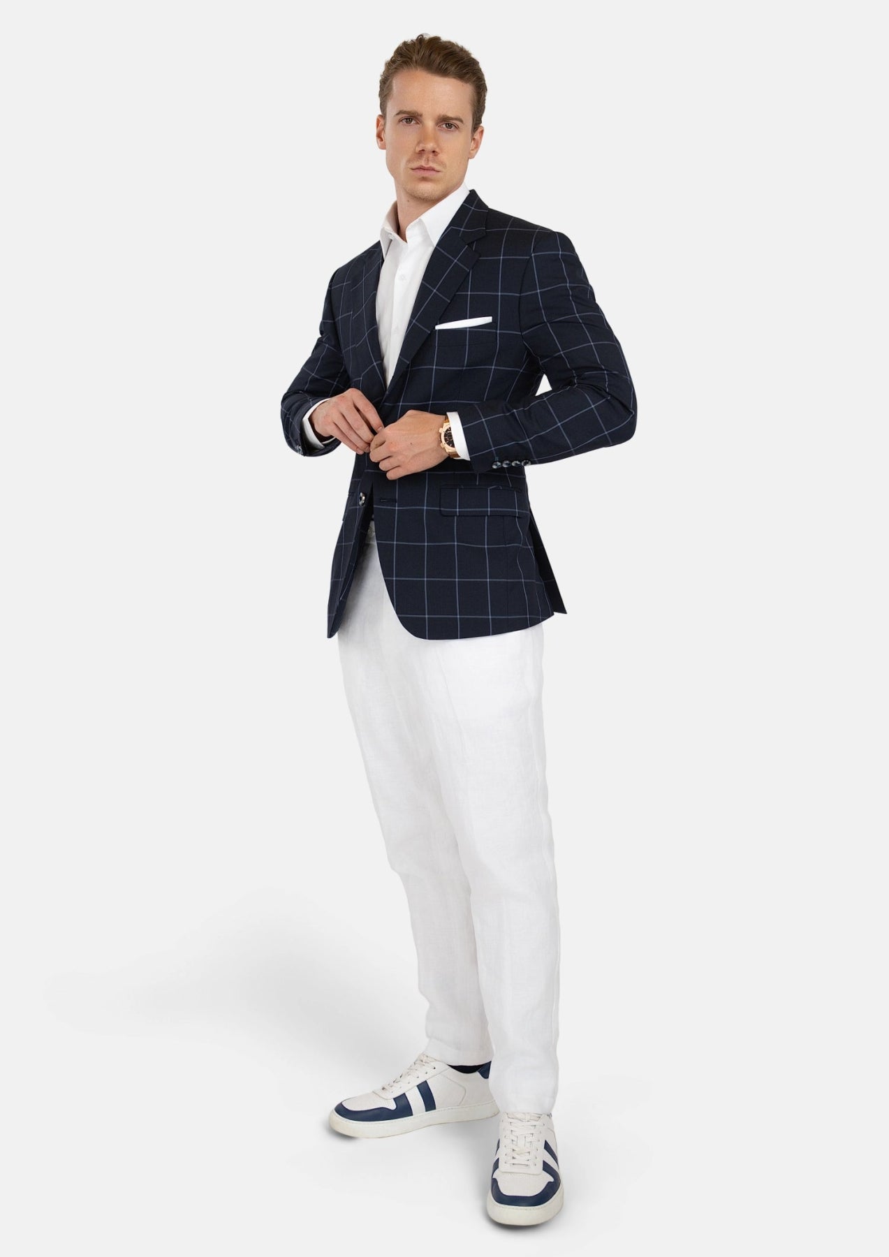 Prince Deep Navy Windowpane Jacket - SARTORO