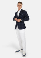Prince Deep Navy Windowpane Jacket - SARTORO229