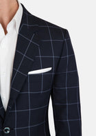 Prince Deep Navy Windowpane Jacket - SARTORO695