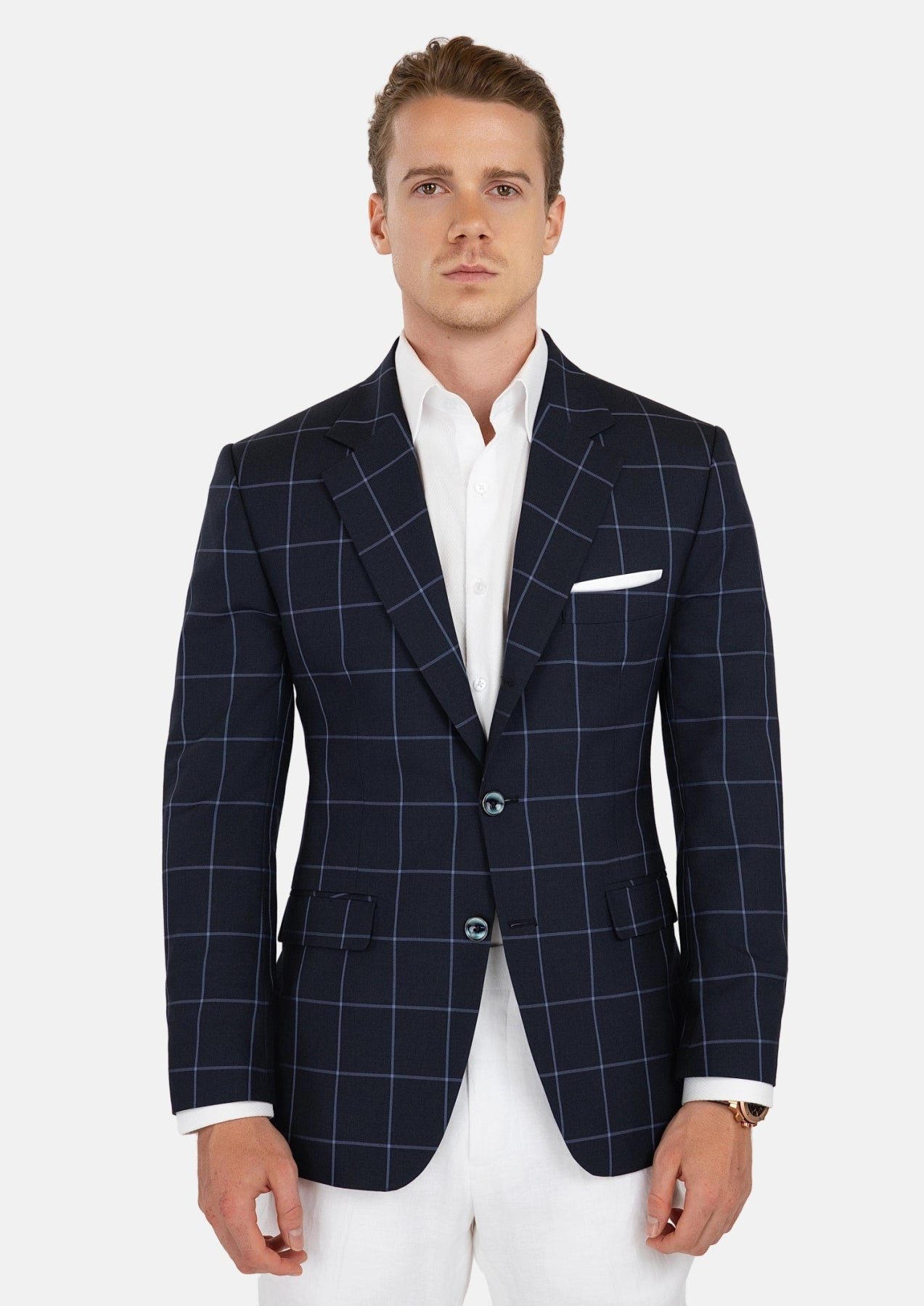 Prince Deep Navy Windowpane Jacket - SARTORO