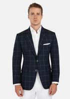 Prince Deep Navy Windowpane Jacket - SARTORO747