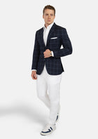 Prince Deep Navy Windowpane Jacket - SARTORO189