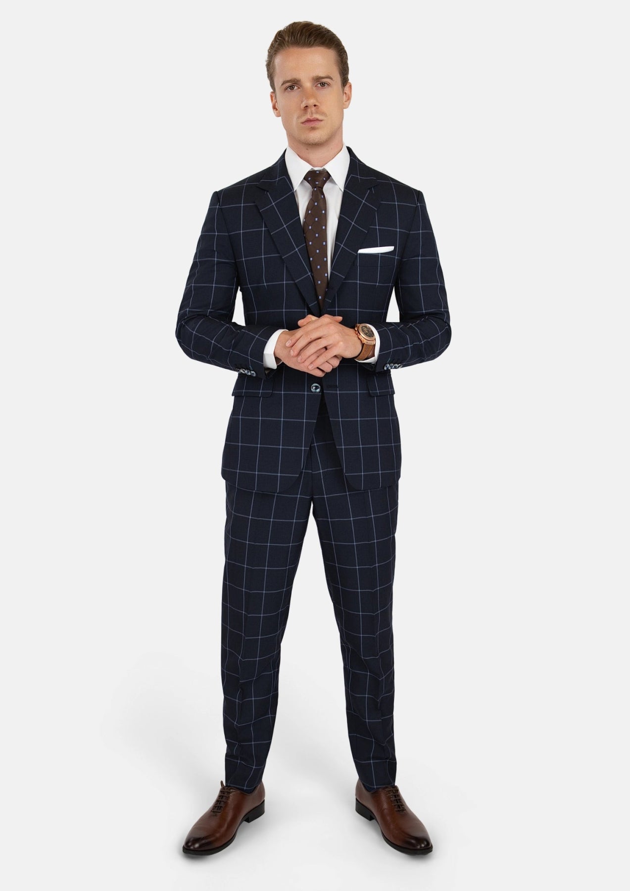 Prince Deep Navy Windowpane Suit - SARTORO