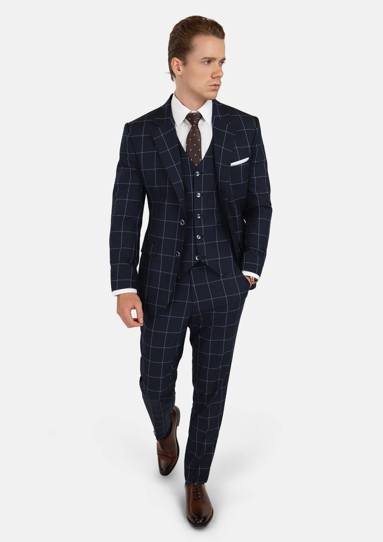 Prince Deep Navy Windowpane Suit - SARTORO