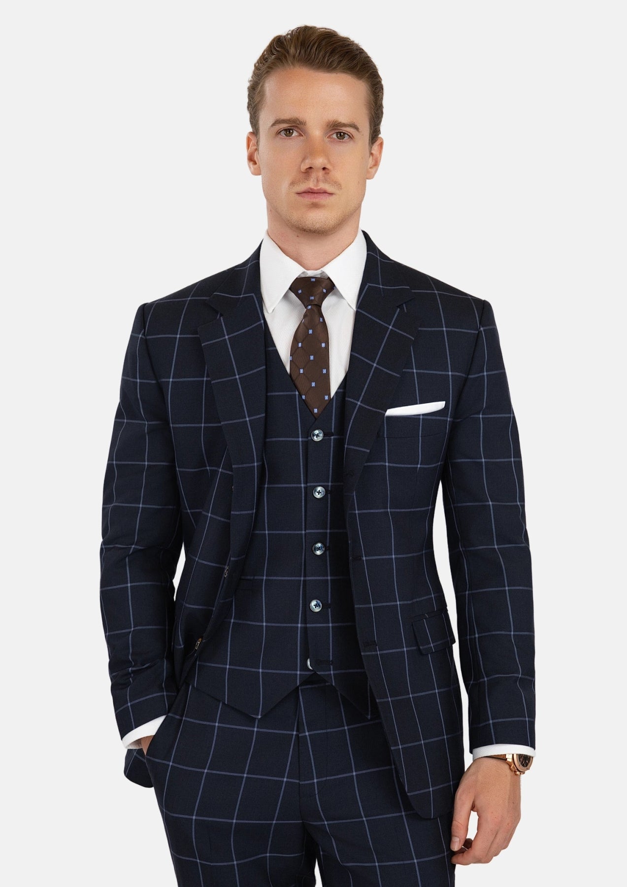 Prince Deep Navy Windowpane Suit - SARTORO